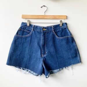 Vintage High-Waisted Distressed Hem Shorts
